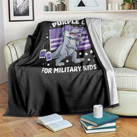 Dinosaur Military Kids Throw Blanket Purple Up For Military Child Month Patriotic USA Flag
