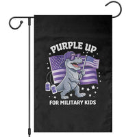 Dinosaur Military Kids Garden Flag Purple Up For Military Child Month Patriotic USA Flag