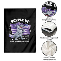 Dinosaur Military Kids Garden Flag Purple Up For Military Child Month Patriotic USA Flag
