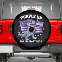 Dinosaur Military Kids Spare Tire Cover Purple Up For Military Child Month Patriotic USA Flag