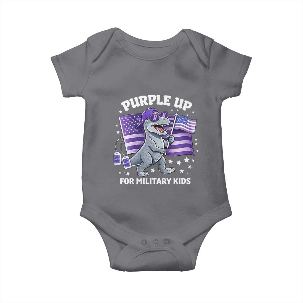 Dinosaur Military Kids Baby Onesie Purple Up For Military Child Month Patriotic USA Flag