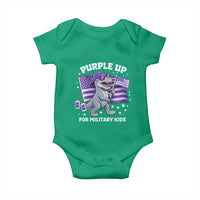 Dinosaur Military Kids Baby Onesie Purple Up For Military Child Month Patriotic USA Flag