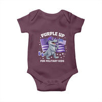 Dinosaur Military Kids Baby Onesie Purple Up For Military Child Month Patriotic USA Flag