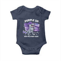 Dinosaur Military Kids Baby Onesie Purple Up For Military Child Month Patriotic USA Flag