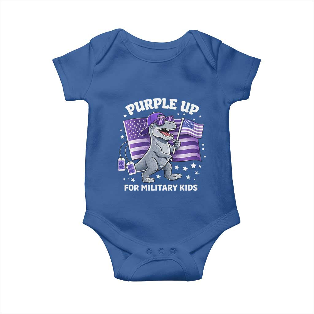 Dinosaur Military Kids Baby Onesie Purple Up For Military Child Month Patriotic USA Flag