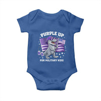 Dinosaur Military Kids Baby Onesie Purple Up For Military Child Month Patriotic USA Flag