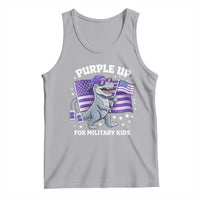 Dinosaur Military Kids Tank Top Purple Up For Military Child Month Patriotic USA Flag