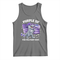 Dinosaur Military Kids Tank Top Purple Up For Military Child Month Patriotic USA Flag