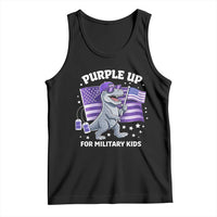 Dinosaur Military Kids Tank Top Purple Up For Military Child Month Patriotic USA Flag