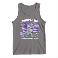Dinosaur Military Kids Tank Top Purple Up For Military Child Month Patriotic USA Flag