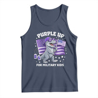 Dinosaur Military Kids Tank Top Purple Up For Military Child Month Patriotic USA Flag