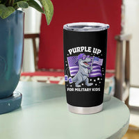 Dinosaur Military Kids Tumbler Cup Purple Up For Military Child Month Patriotic USA Flag