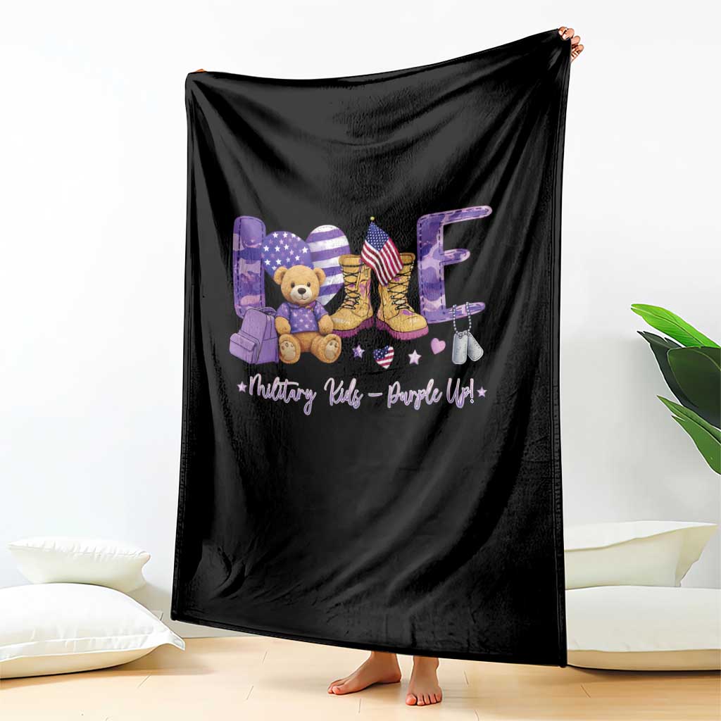Purple Up Military Kids Throw Blanket Month Of Military Child Army