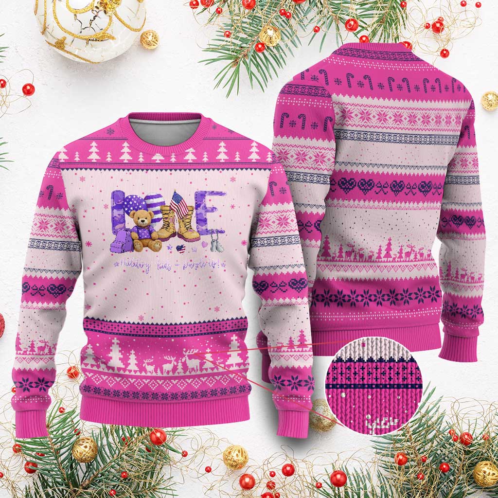 Purple Up Military Kids Ugly Christmas Sweater Month Of Military Child Army