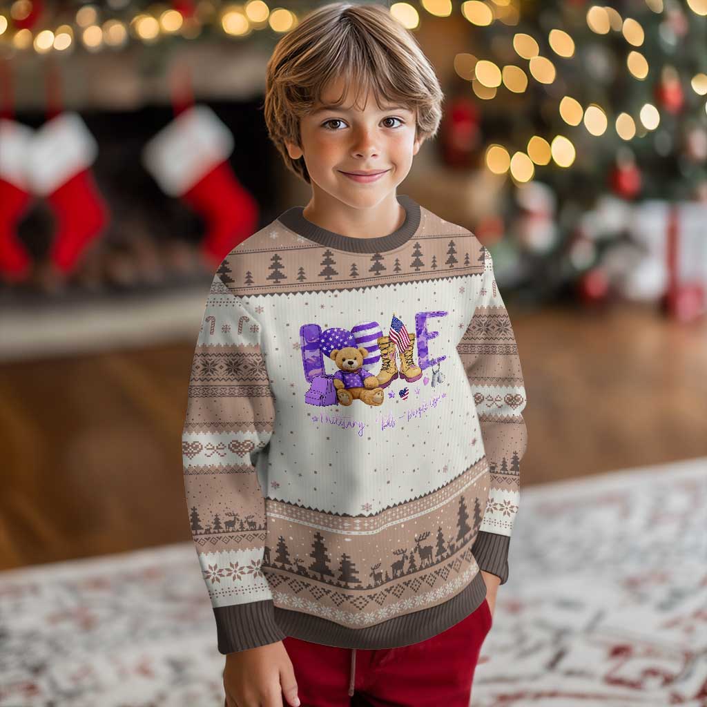 Purple Up Military Kids Ugly Christmas Sweater Month Of Military Child Army