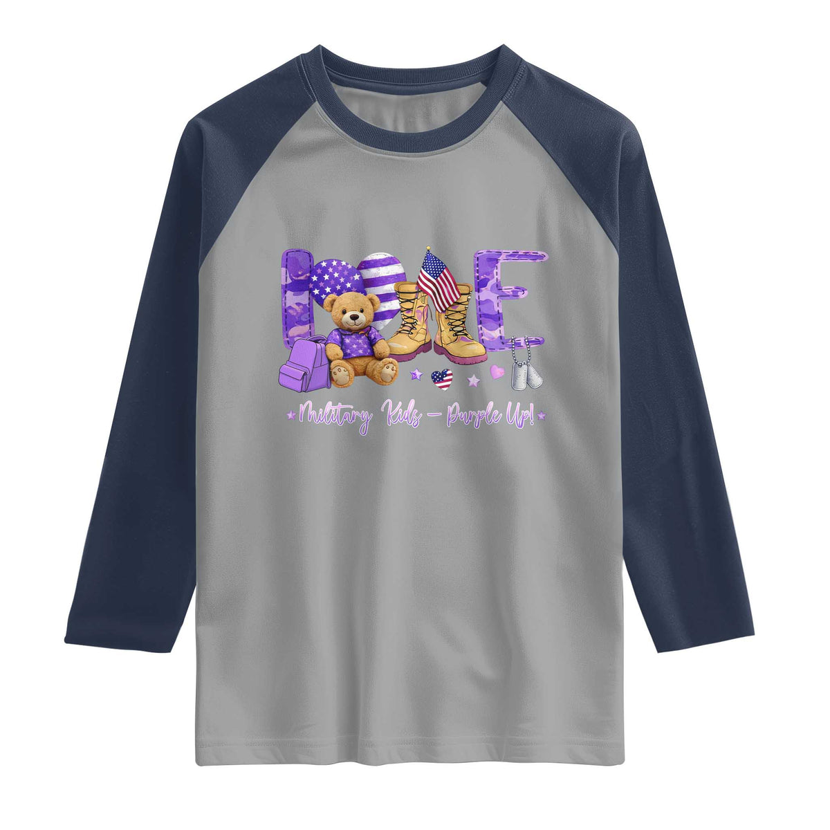 Purple Up Military Kids Raglan Shirt Month Of Military Child Army