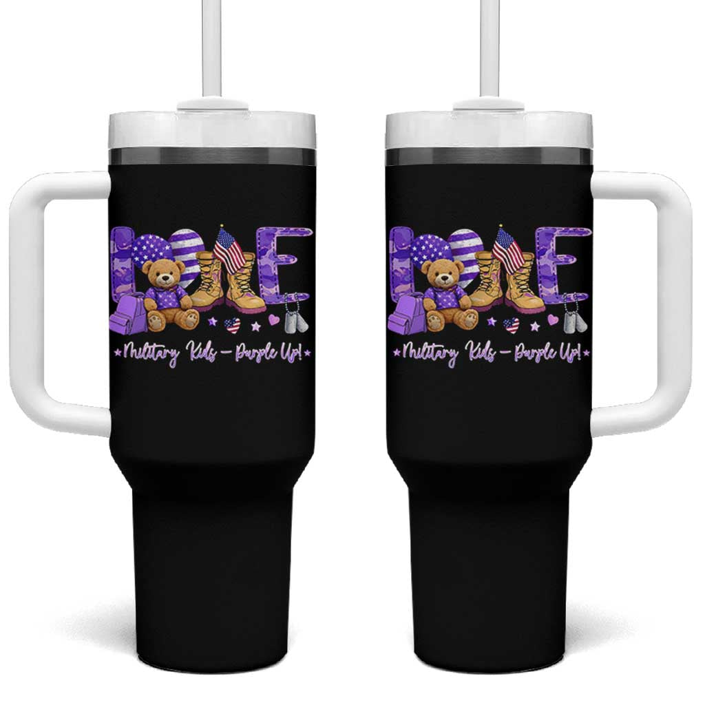 Purple Up Military Kids Tumbler With Handle Month Of Military Child Army