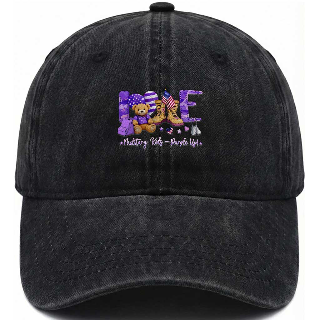 Purple Up Military Kids Washed Cotton Baseball Cap Month Of Military Child Army