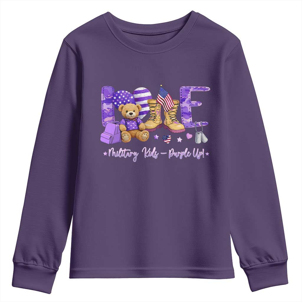 Purple Up Military Kids Youth Sweatshirt Month Of Military Child Army