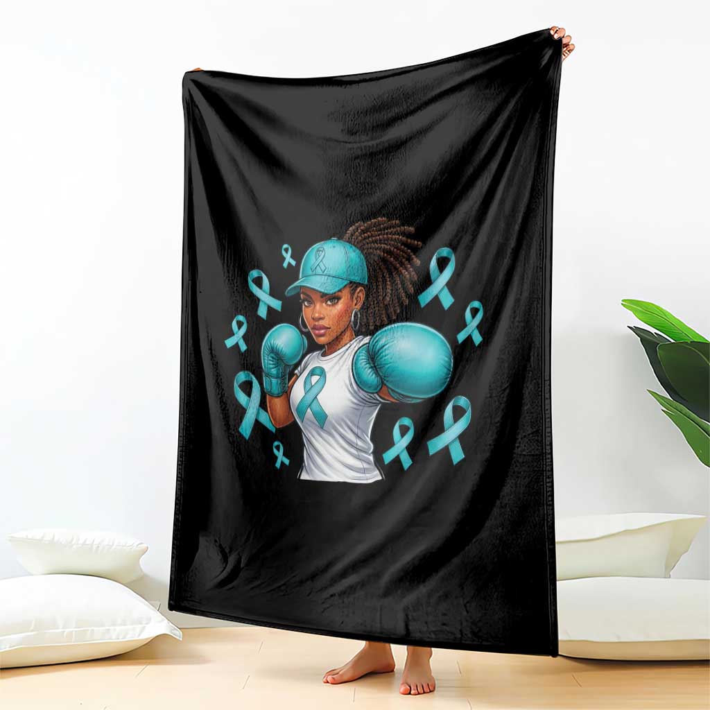 Black Women Fight Sexual Assault Awareness Throw Blanket African American Teal Ribbon Support
