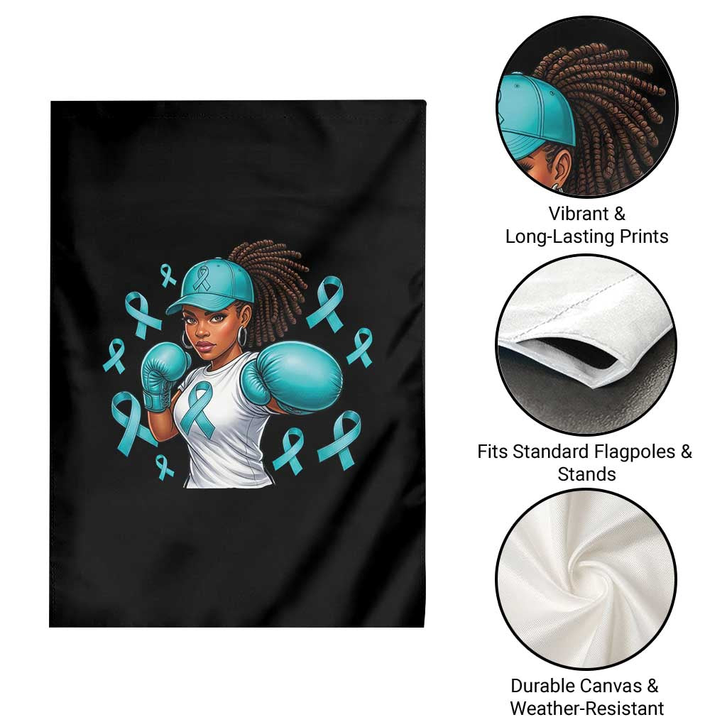 Black Women Fight Sexual Assault Awareness Garden Flag African American Teal Ribbon Support