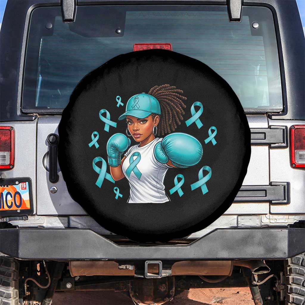 Black Women Fight Sexual Assault Awareness Spare Tire Cover African American Teal Ribbon Support