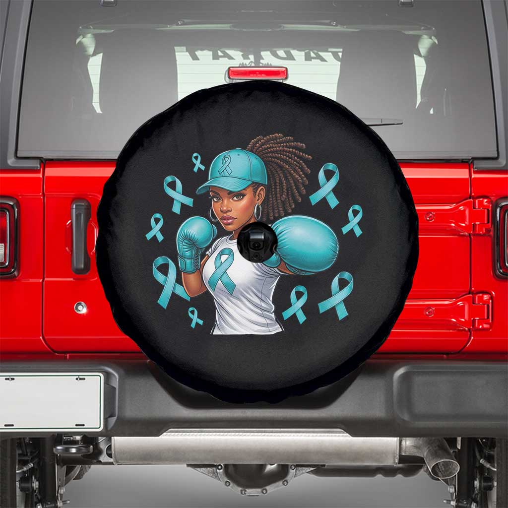 Black Women Fight Sexual Assault Awareness Spare Tire Cover African American Teal Ribbon Support