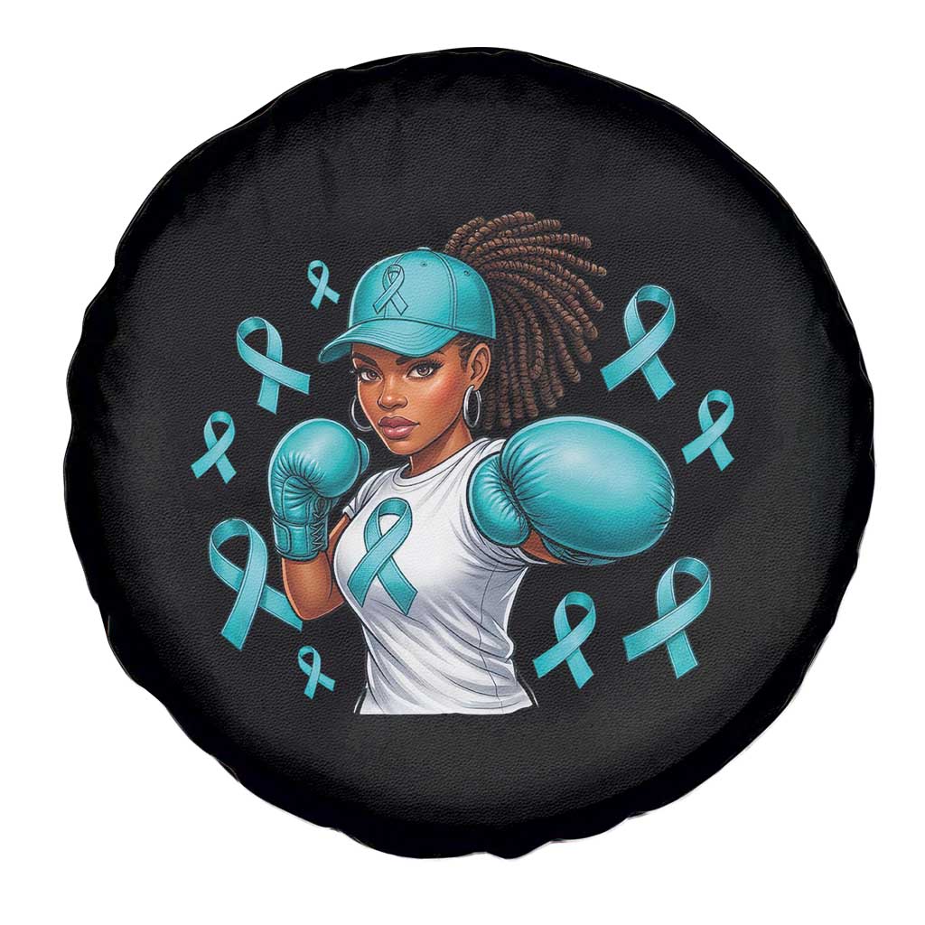 Black Women Fight Sexual Assault Awareness Spare Tire Cover African American Teal Ribbon Support