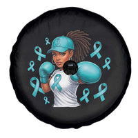 Black Women Fight Sexual Assault Awareness Spare Tire Cover African American Teal Ribbon Support