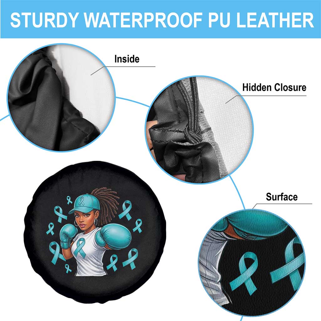 Black Women Fight Sexual Assault Awareness Spare Tire Cover African American Teal Ribbon Support
