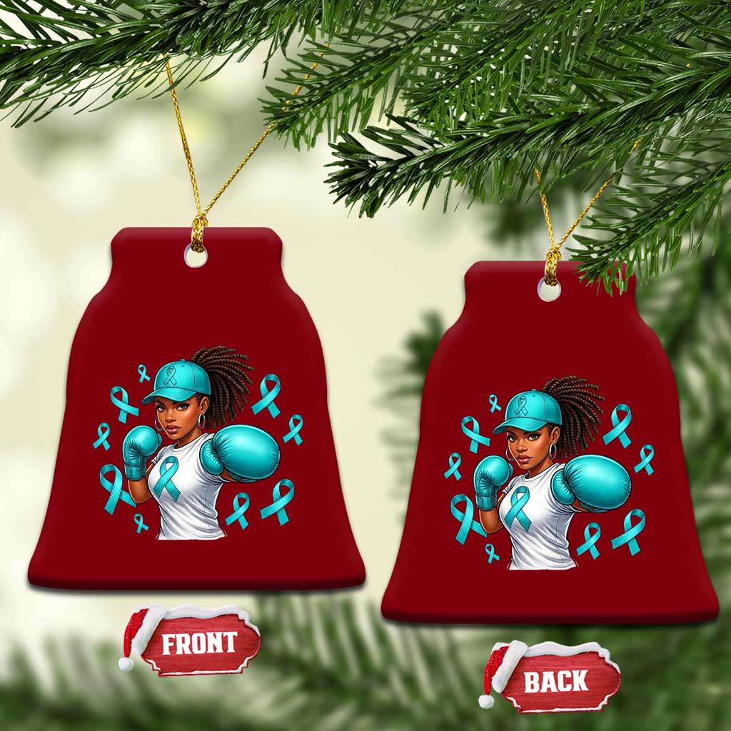 Black Women Fight Sexual Assault Awareness Ceramic Ornament African American Teal Ribbon Support