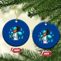 Black Women Fight Sexual Assault Awareness Ceramic Ornament African American Teal Ribbon Support