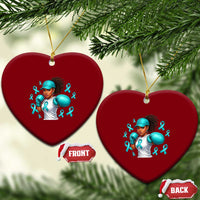 Black Women Fight Sexual Assault Awareness Ceramic Ornament African American Teal Ribbon Support