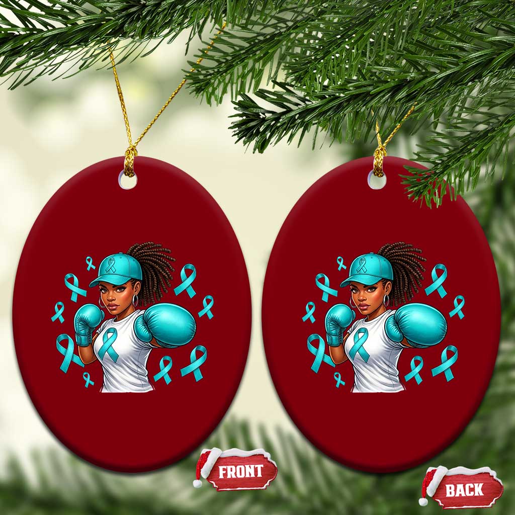 Black Women Fight Sexual Assault Awareness Ceramic Ornament African American Teal Ribbon Support