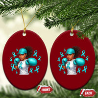 Black Women Fight Sexual Assault Awareness Ceramic Ornament African American Teal Ribbon Support