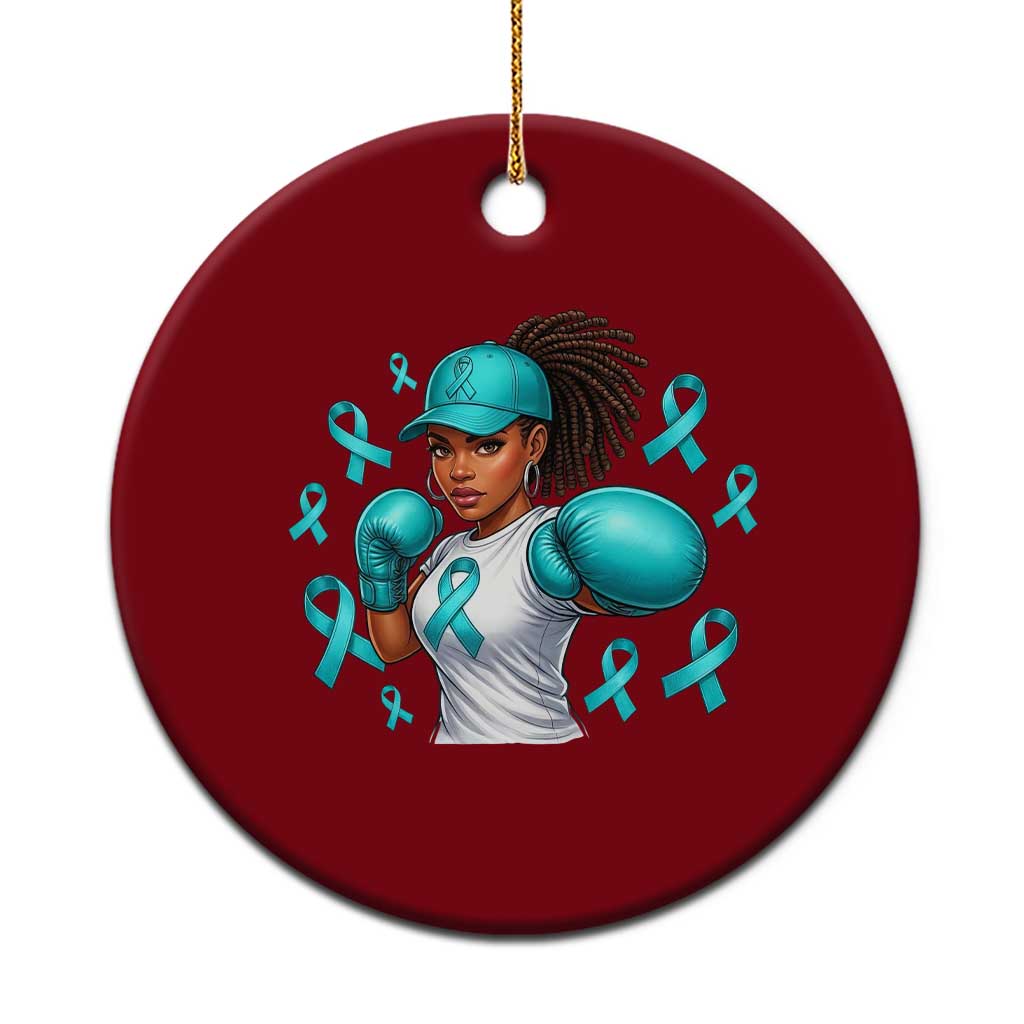 Black Women Fight Sexual Assault Awareness Ceramic Ornament African American Teal Ribbon Support