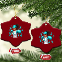 Black Women Fight Sexual Assault Awareness Ceramic Ornament African American Teal Ribbon Support