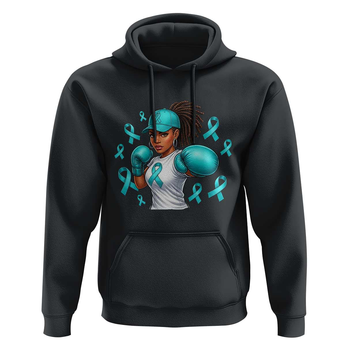 Black Women Fight Sexual Assault Awareness Hoodie African American Teal Ribbon Support