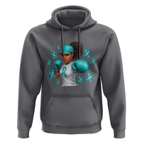 Black Women Fight Sexual Assault Awareness Hoodie African American Teal Ribbon Support