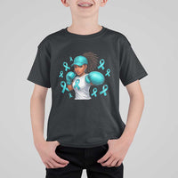 Black Women Fight Sexual Assault Awareness T Shirt For Kid African American Teal Ribbon Support