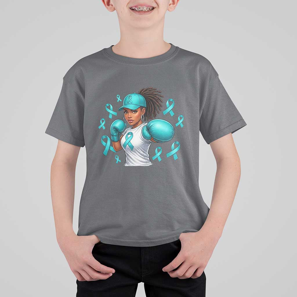 Black Women Fight Sexual Assault Awareness T Shirt For Kid African American Teal Ribbon Support
