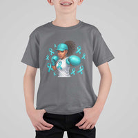 Black Women Fight Sexual Assault Awareness T Shirt For Kid African American Teal Ribbon Support