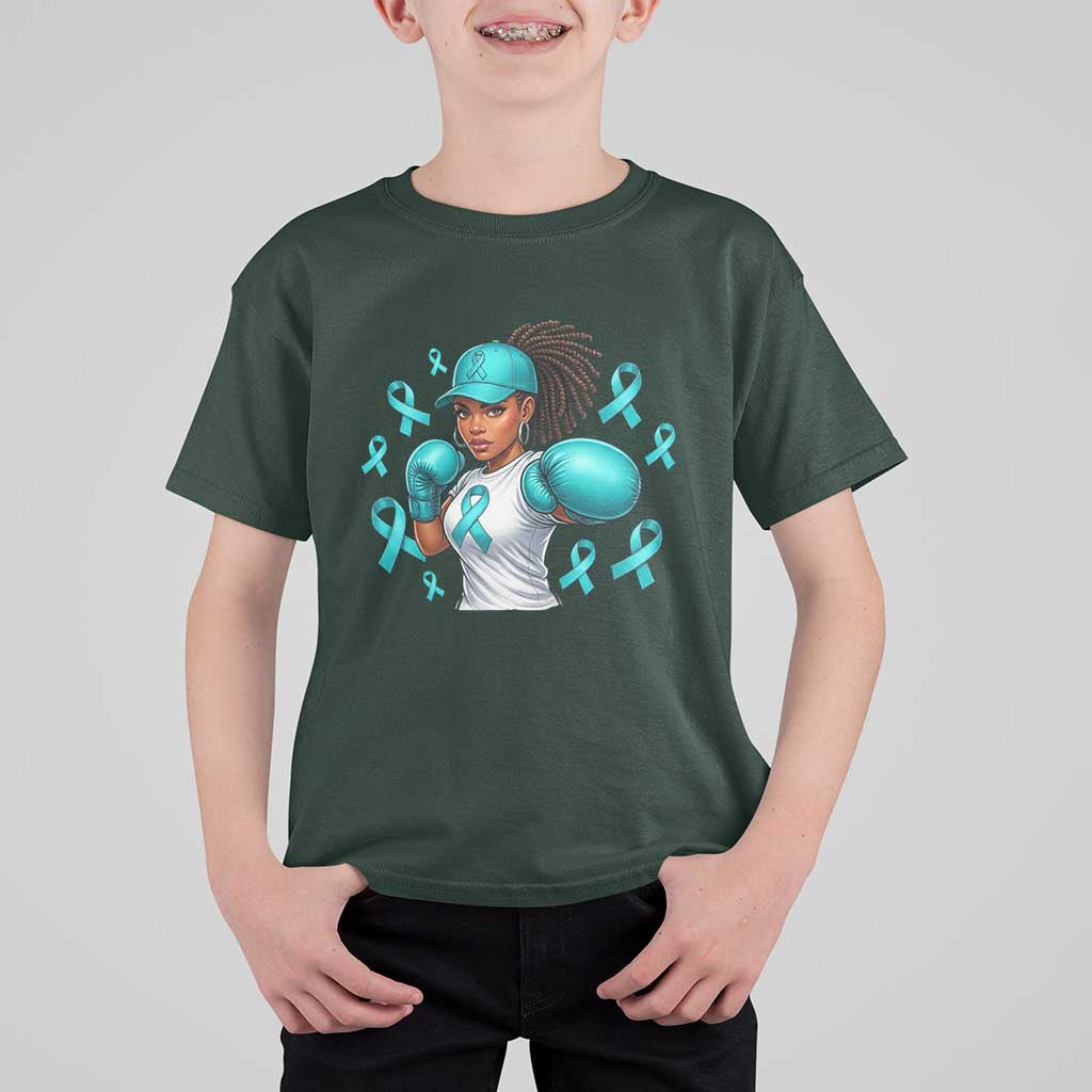 Black Women Fight Sexual Assault Awareness T Shirt For Kid African American Teal Ribbon Support