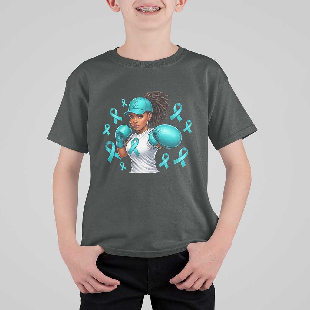 Black Women Fight Sexual Assault Awareness T Shirt For Kid African American Teal Ribbon Support