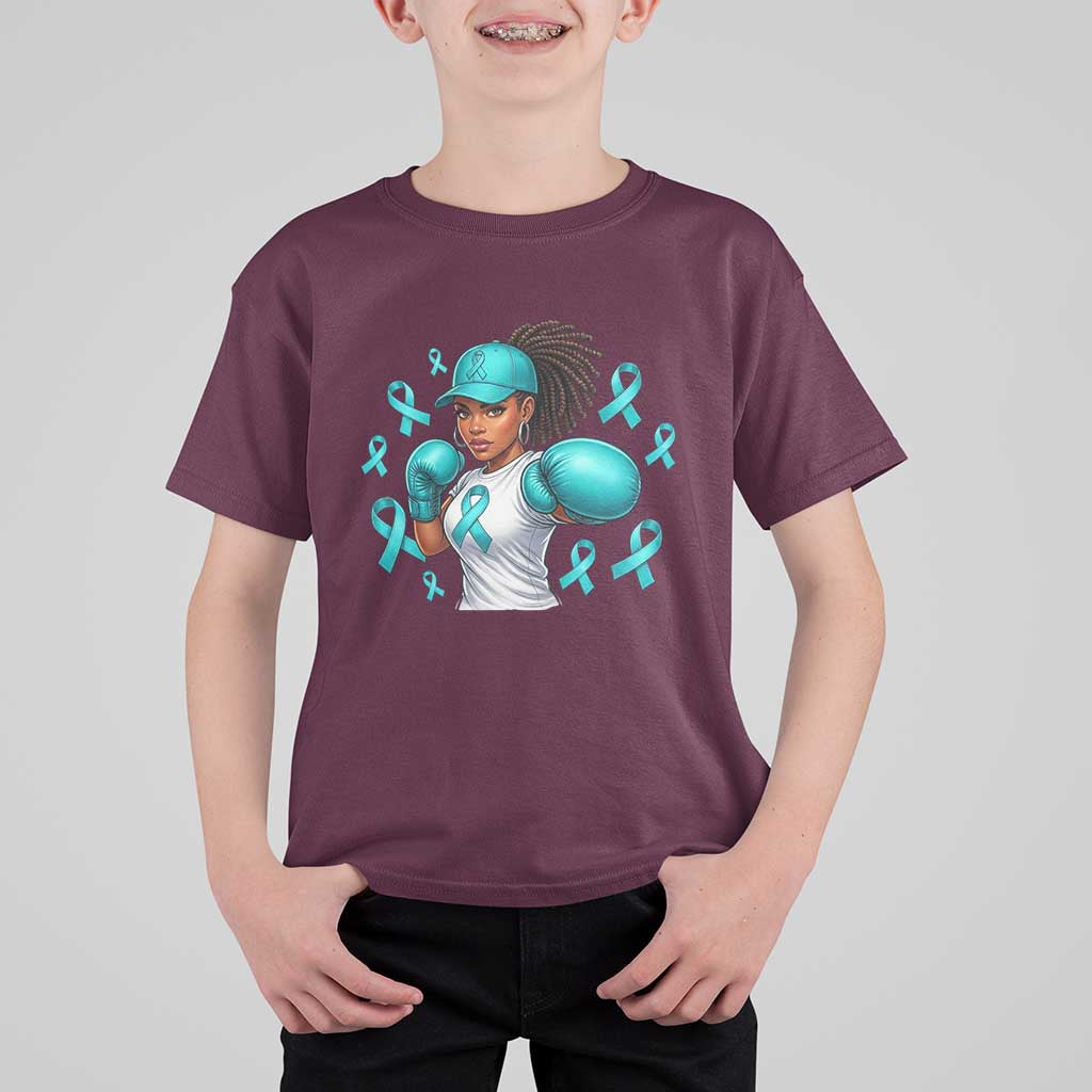 Black Women Fight Sexual Assault Awareness T Shirt For Kid African American Teal Ribbon Support