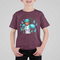 Black Women Fight Sexual Assault Awareness T Shirt For Kid African American Teal Ribbon Support