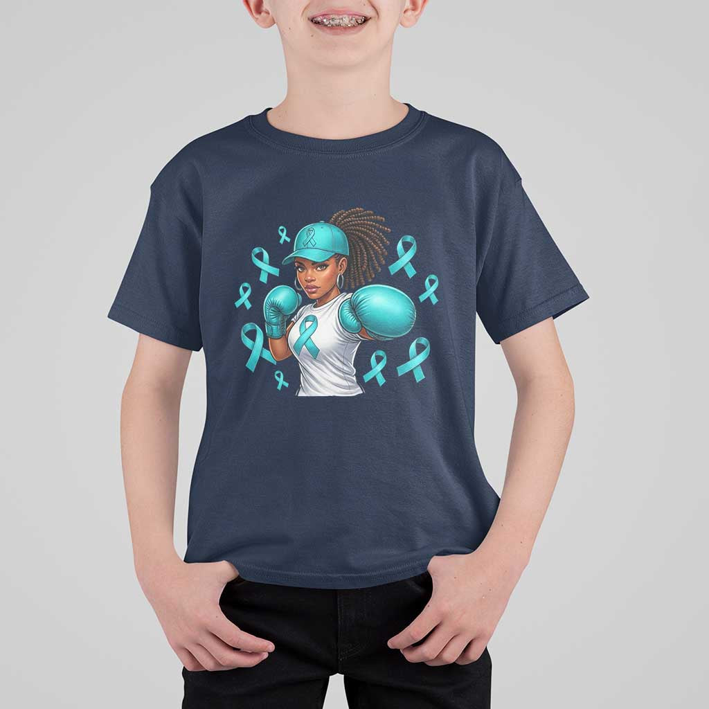 Black Women Fight Sexual Assault Awareness T Shirt For Kid African American Teal Ribbon Support