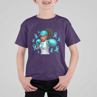 Black Women Fight Sexual Assault Awareness T Shirt For Kid African American Teal Ribbon Support