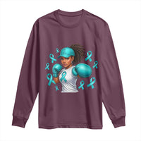 Black Women Fight Sexual Assault Awareness Long Sleeve Shirt African American Teal Ribbon Support