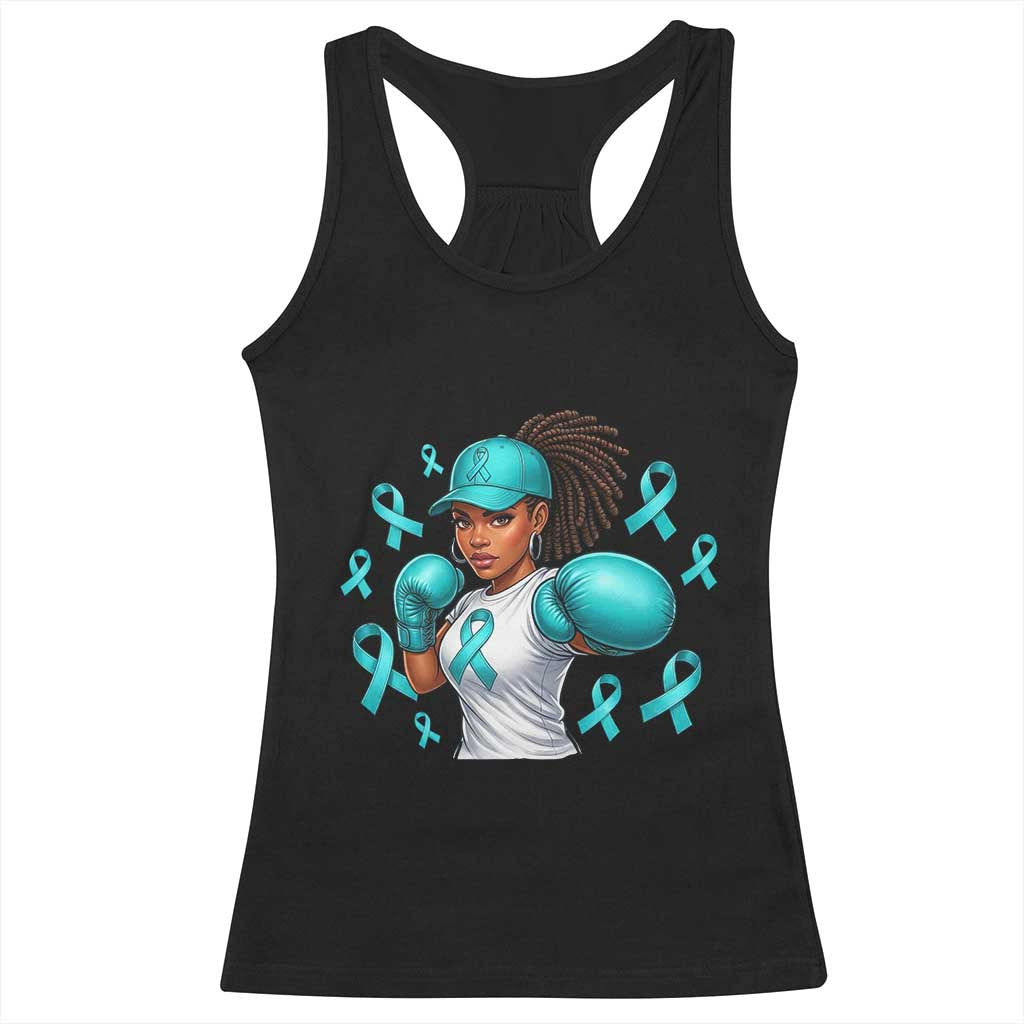 Black Women Fight Sexual Assault Awareness Racerback Tank Top African American Teal Ribbon Support